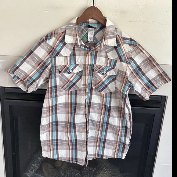 Patagonia Other - ▶️ Patagonia Embroidered Plaid THREE TREES Shirt Mens S Button Up Organic Cotton